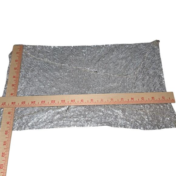 Y2K Cowl Neck Silver Mesh Chainmail Halter Top Backless Disco Edgy Fairycore - Picture 4 of 12